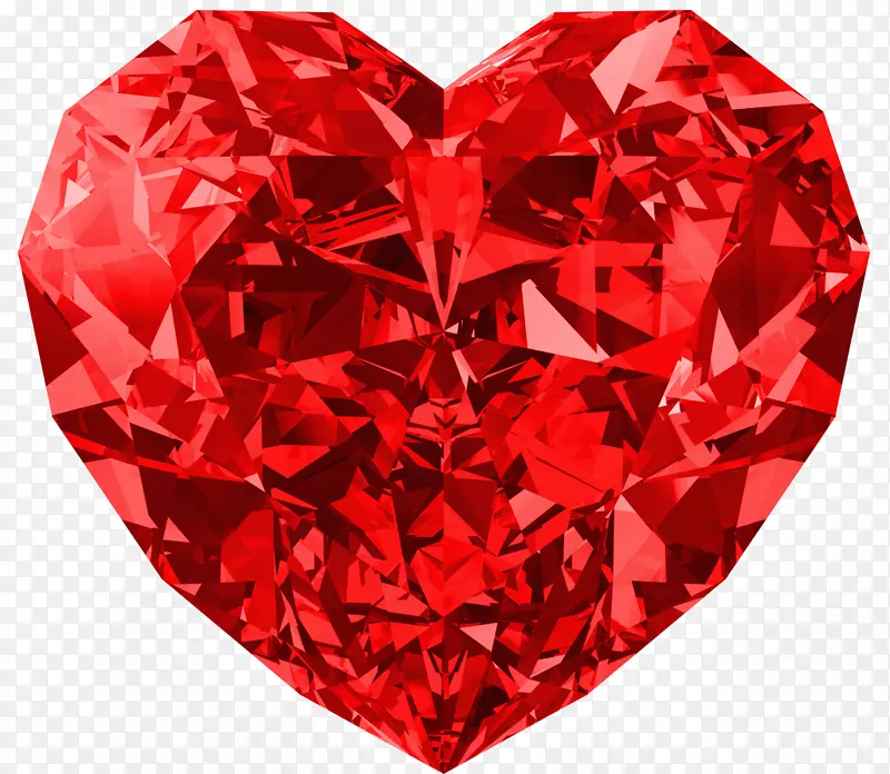 红色钻石心环克拉-红色钻石心大PNG图片