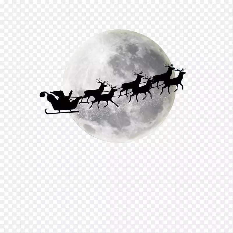 圣诞老人的驯鹿圣诞月亮-圣诞老人雪橇
