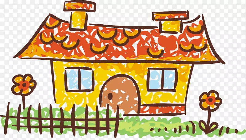 绘画-儿童房屋水彩画