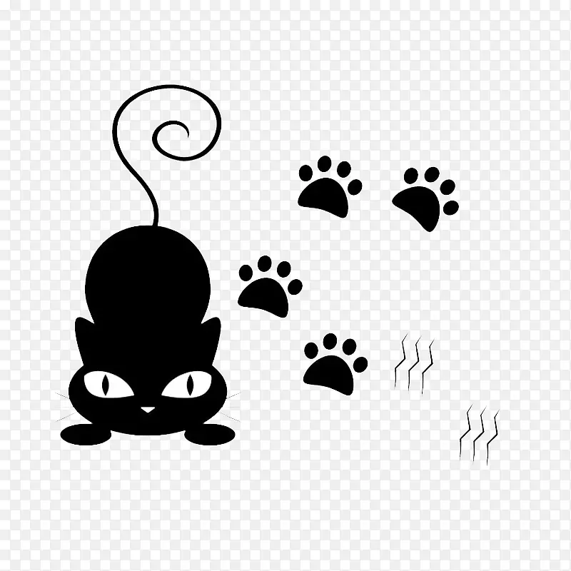 猫爪脚印贴狗-可爱的黑猫和脚印