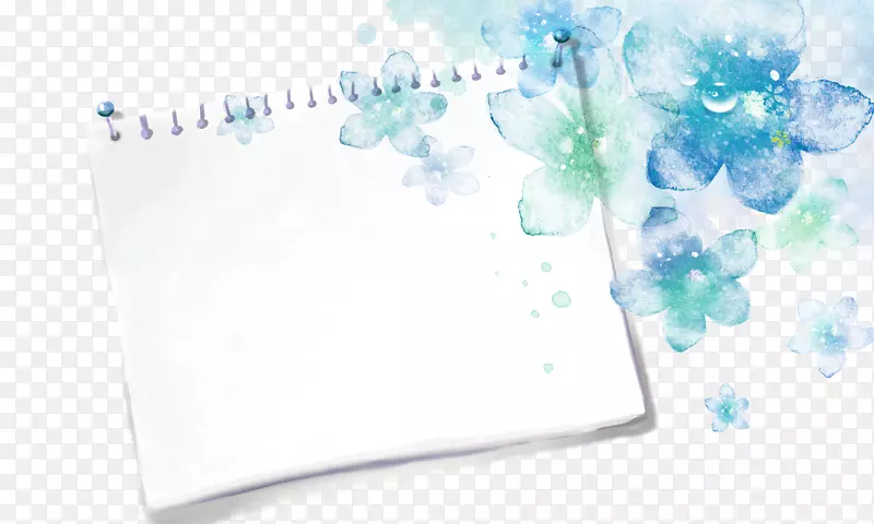水彩画-素描蓝花背景