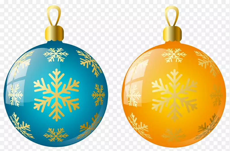 圣诞装饰品圣诞装饰剪贴画大尺寸透明黄色和蓝色圣诞球饰品
