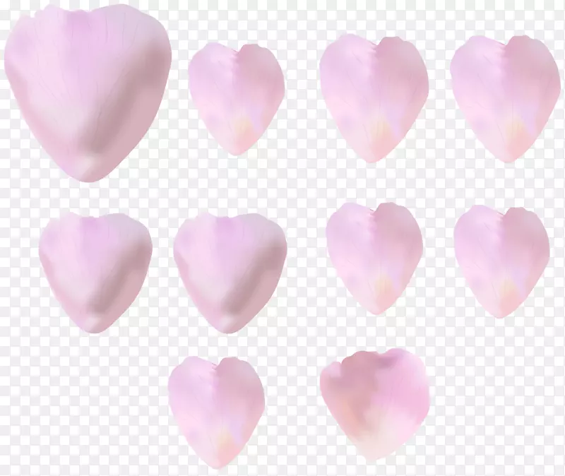 心粉色花瓣气球-玫瑰花瓣心PNG剪贴画图像