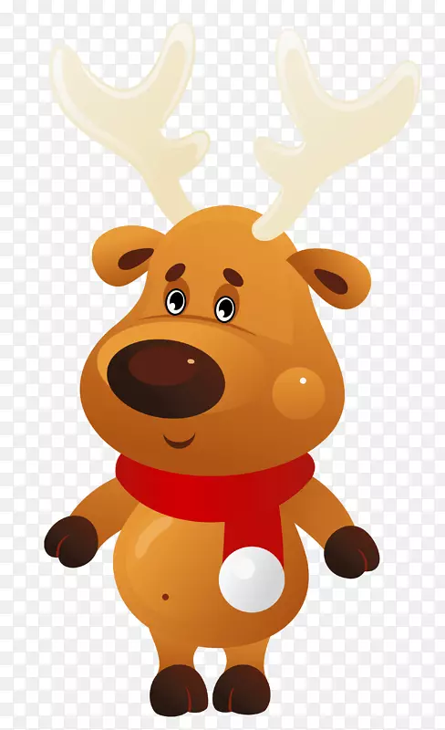 鲁道夫圣诞老人剪贴画-可爱的圣诞驯鹿带红围巾PNG剪贴画