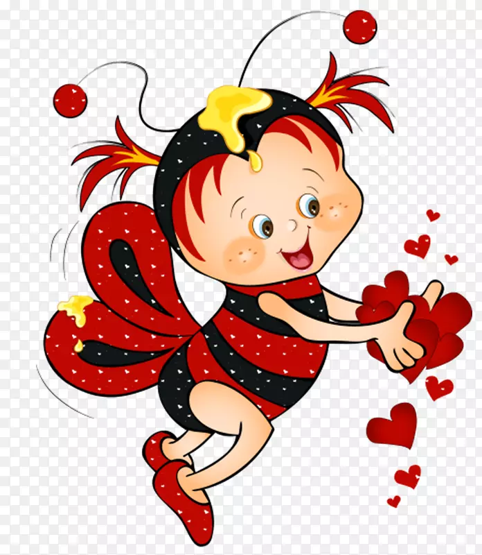 蜜蜂大黄蜂剪贴画-带心的情人节红蜂图片