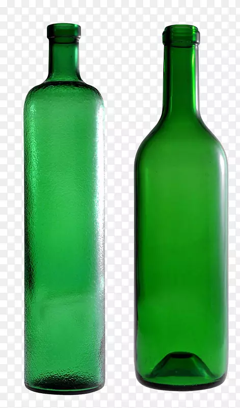 玻璃瓶剪贴画-空绿玻璃瓶png图像