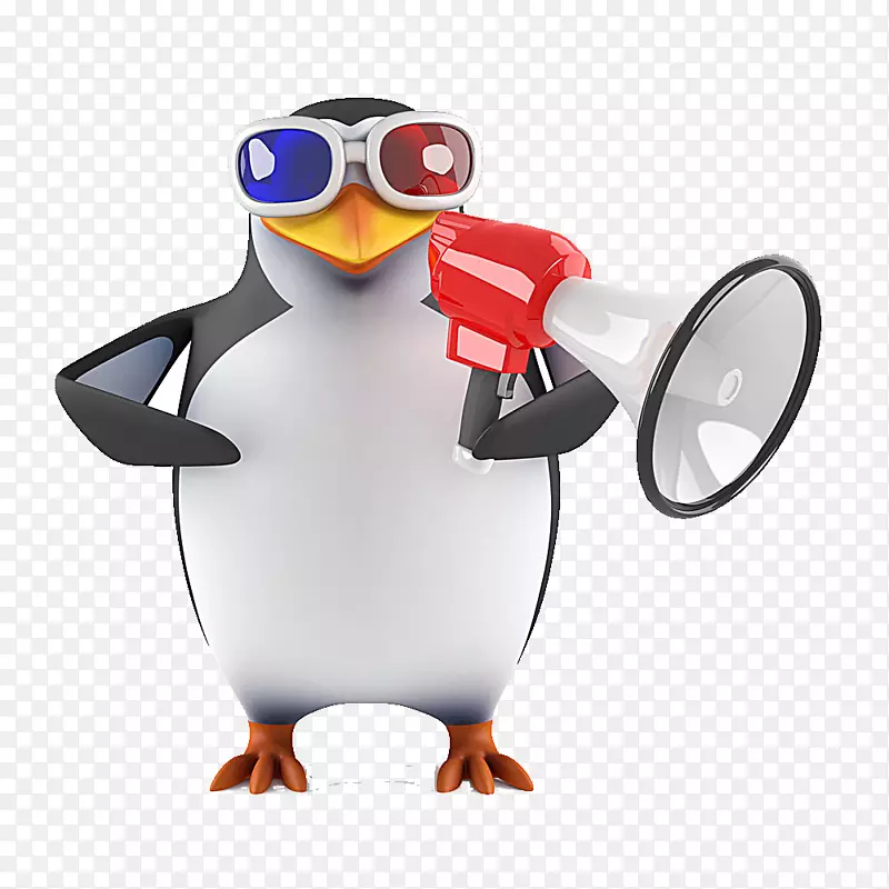 企鹅摄影免费3D电脑图形剪辑艺术-扩音器企鹅