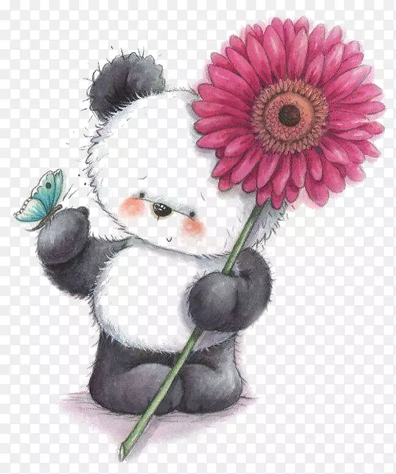 大熊猫纸熊画-红熊猫