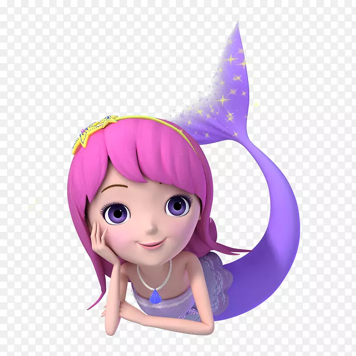 小美人鱼卡通动画-紫色美人鱼