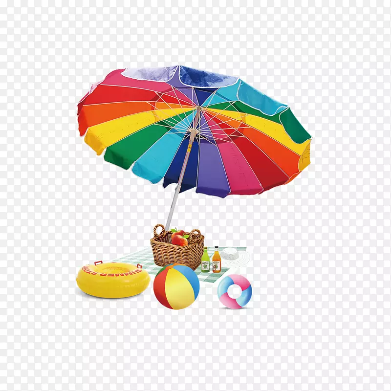 沙滩夏画-阳伞