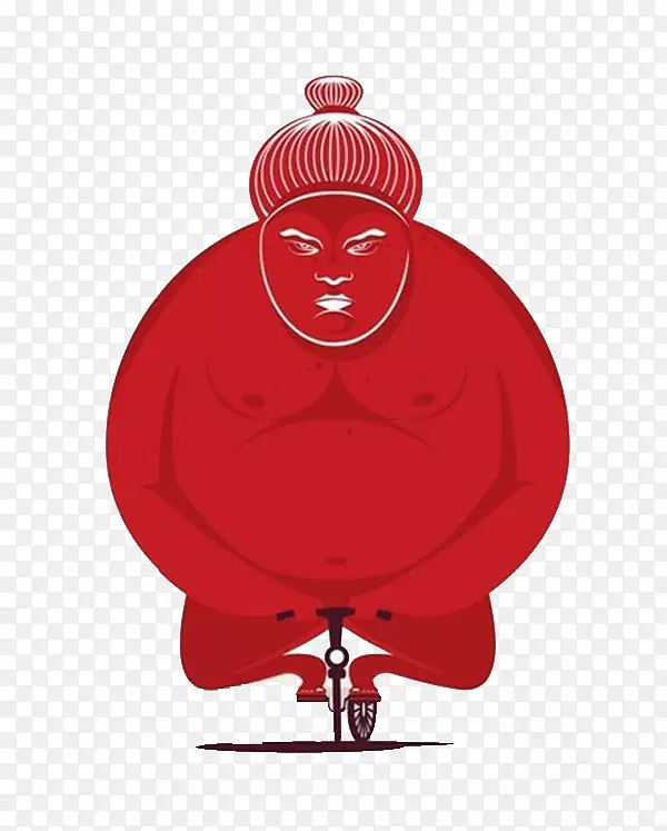 相扑海报插图-红色相扑插画
