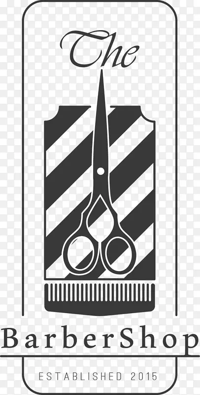 理发师杆标发型-条纹理发店和剪刀