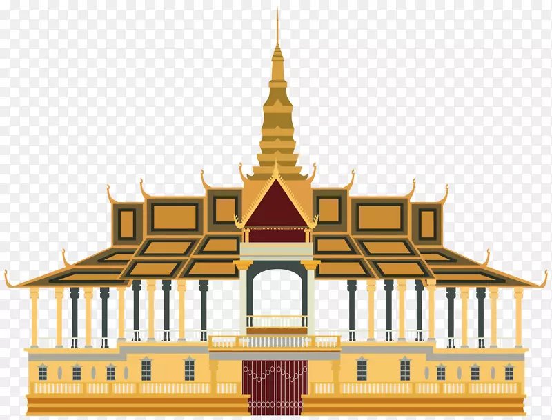 皇家宫殿，金边像素插画-宫PNG HD
