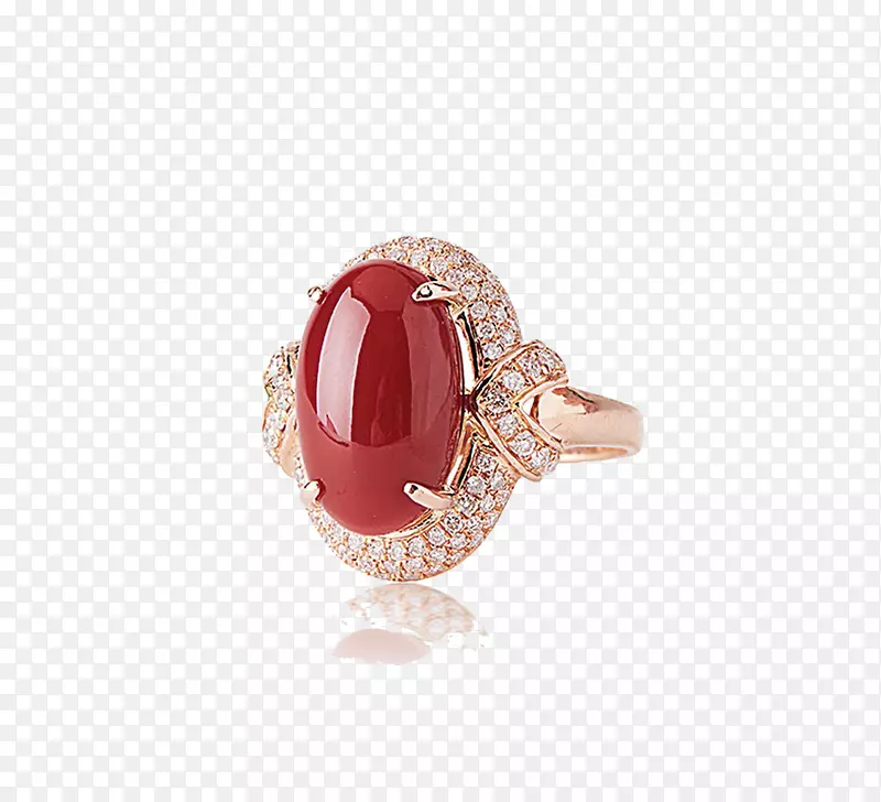 红色珊瑚戒指宝石珠宝.宝石戒指