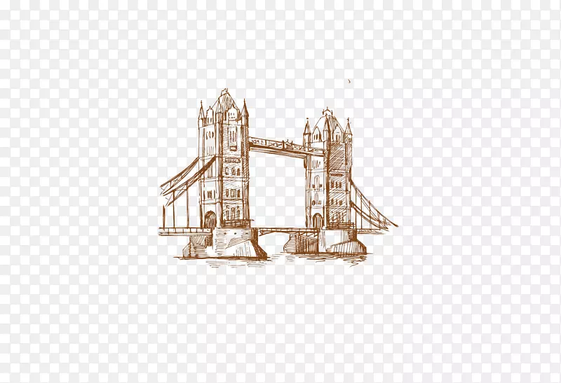 石塔桥建筑.手绘伦敦桥
