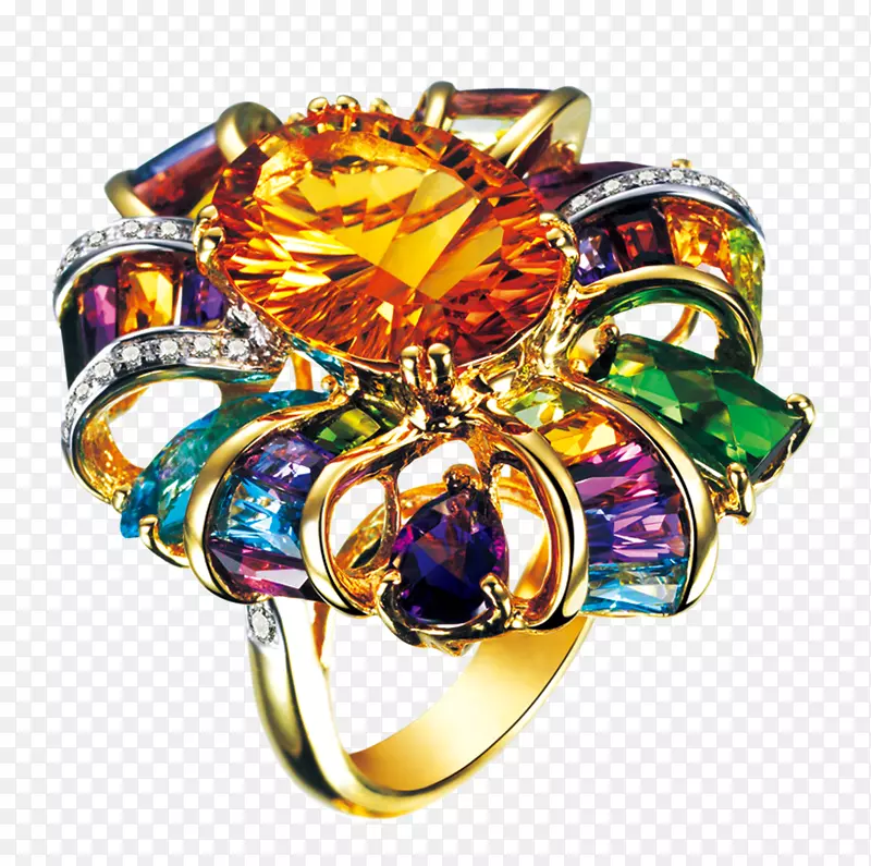 宝石结婚戒指钻石彩色宝石戒指