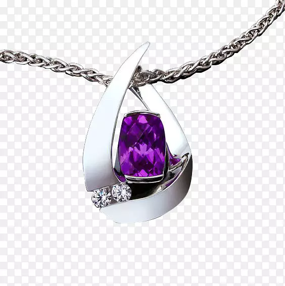 紫水晶项链诞生石榴石-紫色宝石吊坠