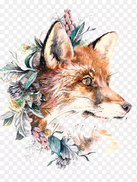 红狐纸纹身灰狼狐