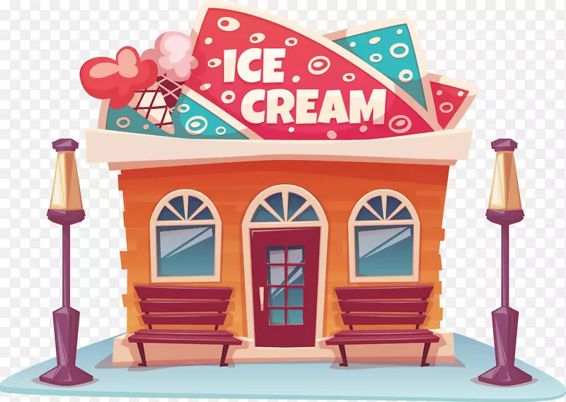 冰淇淋筒冰淇淋店-冰淇淋店
