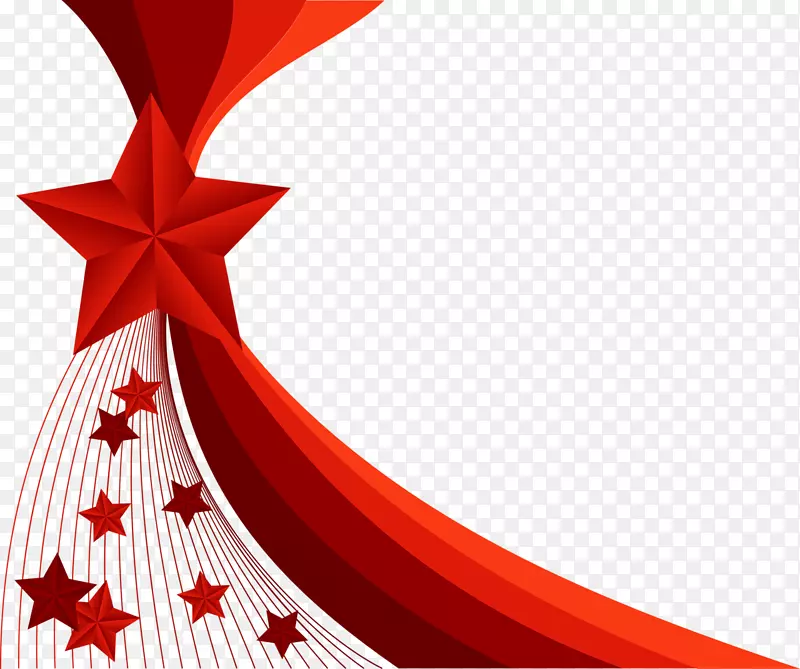 红色插图-红星装饰背景