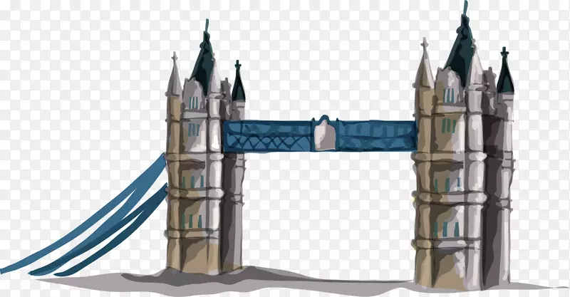 伦敦桥图标手绘蓝色桥