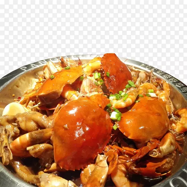 辣椒蟹海鲜秋葵蟹肉-美味的肉蟹锅