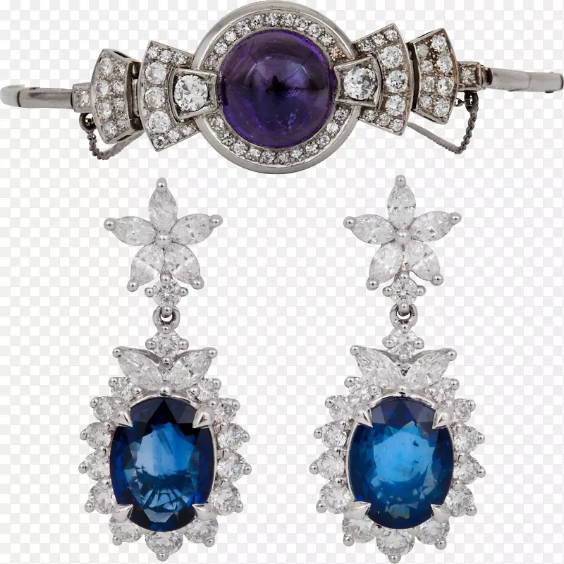 耳环蓝宝石项链钻石首饰蓝宝石耳环