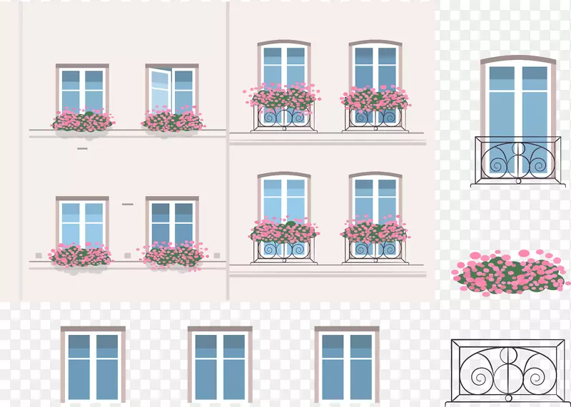 阳台立面图标-花卉阳台