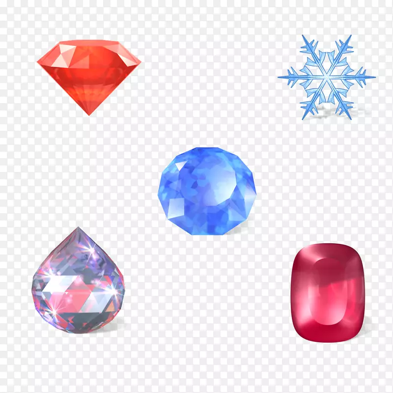 宝石钻石按钮图标-红宝石蓝宝石晶体材料