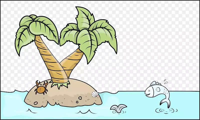 卡通绘画免版税插图-海岛