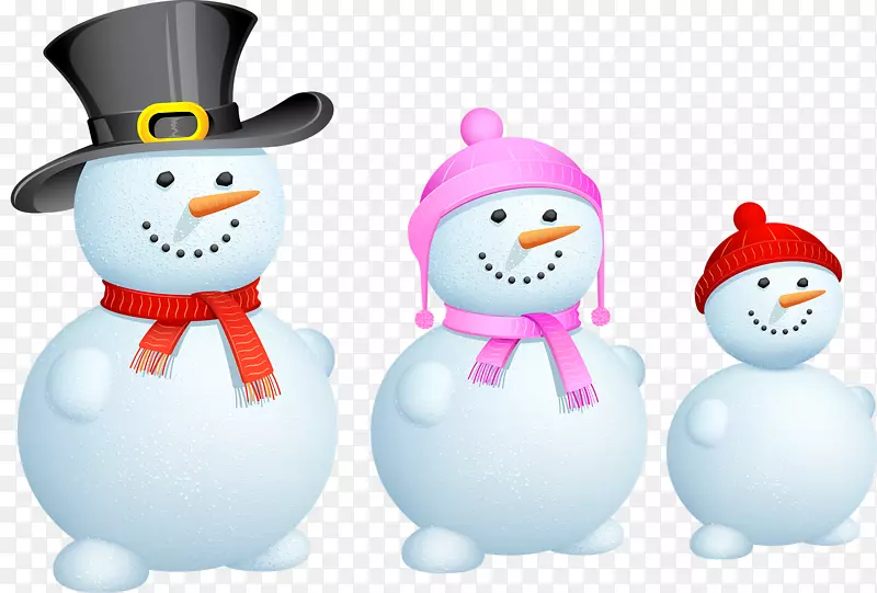 雪人圣诞家庭剪贴画-三雪人