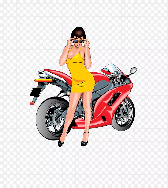 摩托车卡通摩托车-创意红色摩托车