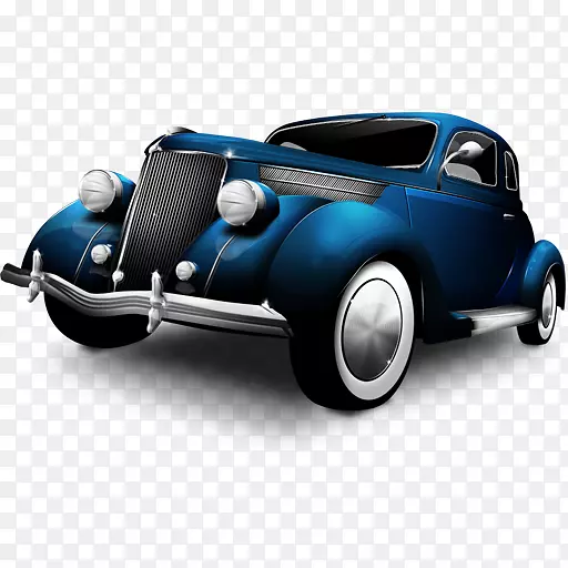 经典汽车车展大众甲壳虫图标-蓝色复古车