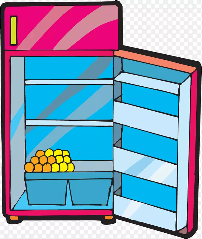 冰箱卡通-油漆冰箱门打开