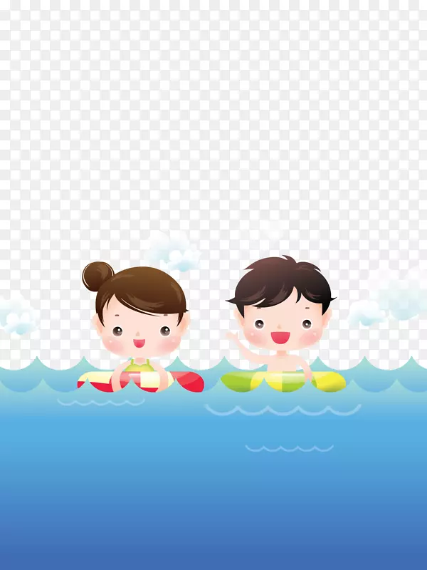 儿童游泳卡通插图-游泳训练儿童游泳背景