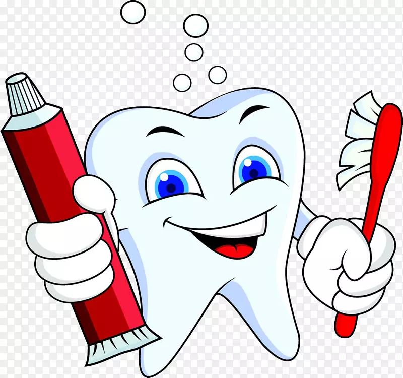 卡通牙齿病理学夹持牙膏牙刷卡通图片