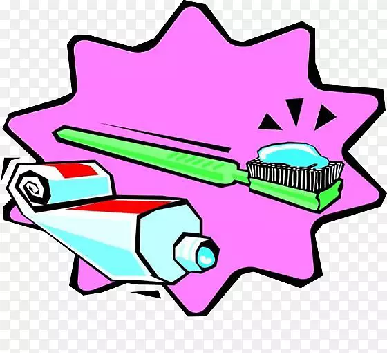 牙刷牙膏卡通-绿色牙刷和牙膏