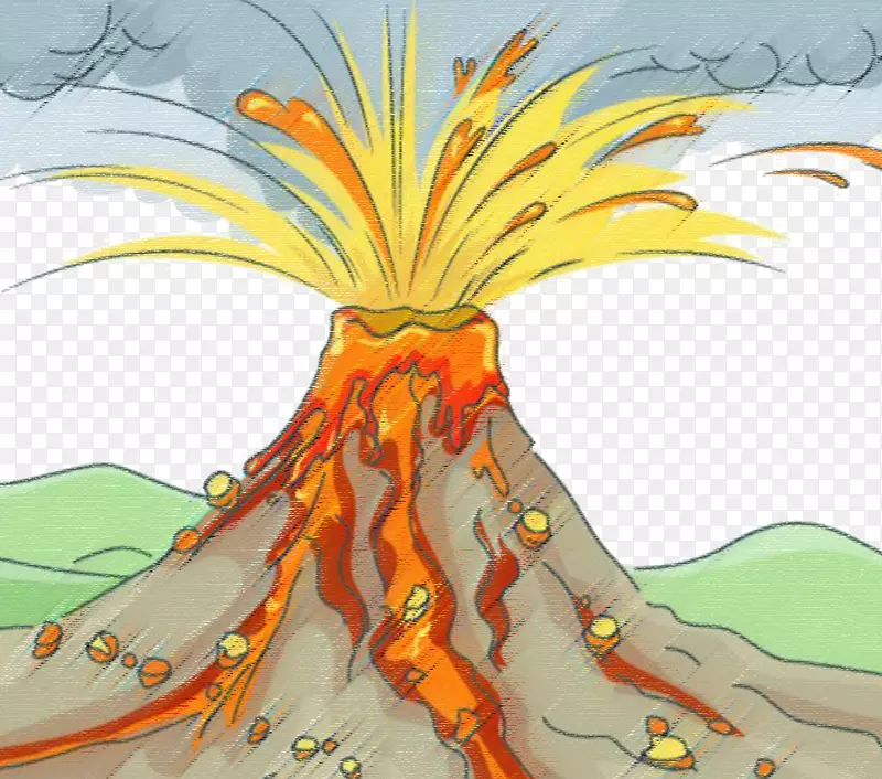 火山火山灰xc 9喷发火山画熔岩蜡笔式火山喷发
