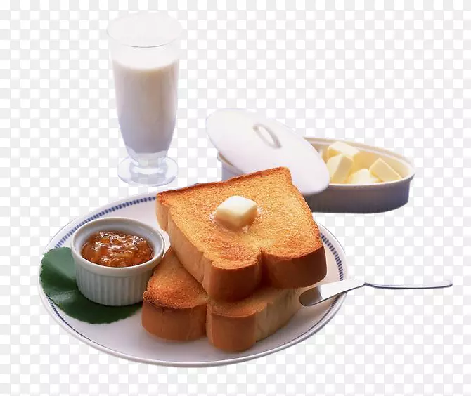 早餐自助餐牛奶吐司-美味的奶酪派对包吐司和牛奶早餐