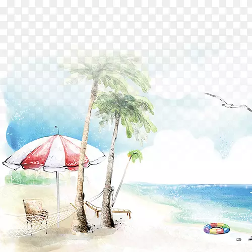 海滩绘画海滨度假胜地-海滩背景