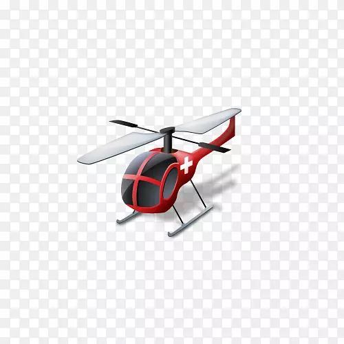 直升机医药航空医疗服务图标-红色医疗直升机