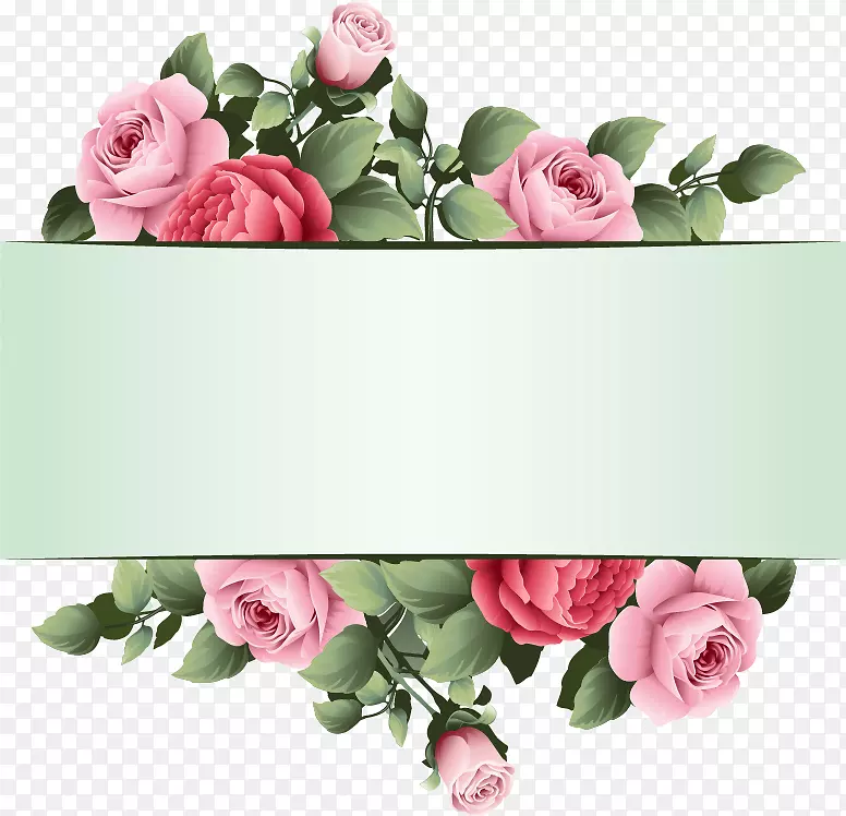 创意剪贴画-美丽玫瑰花无缝背景材料