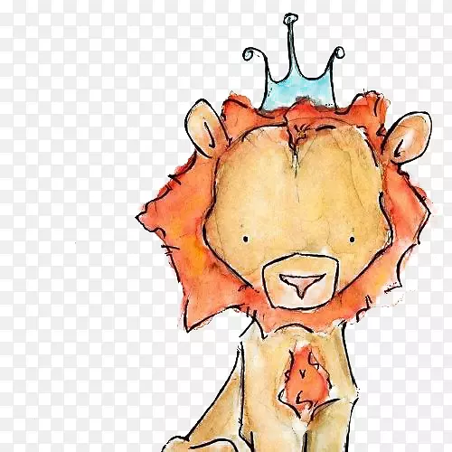 狮子长颈鹿儿童艺术插图-狮子