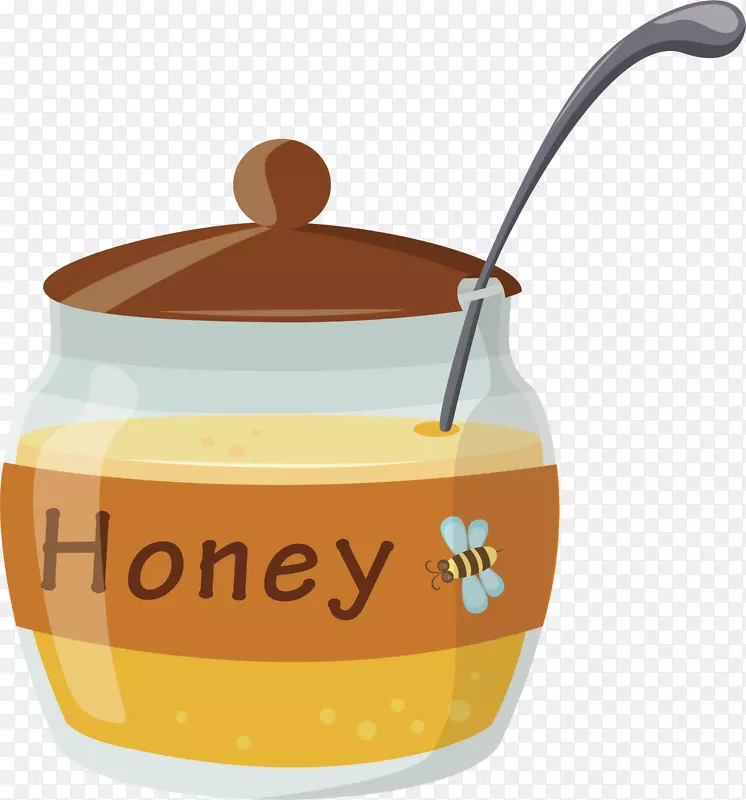 罐子蜂蜜土坯插图卡通片瓶蜂蜜罐