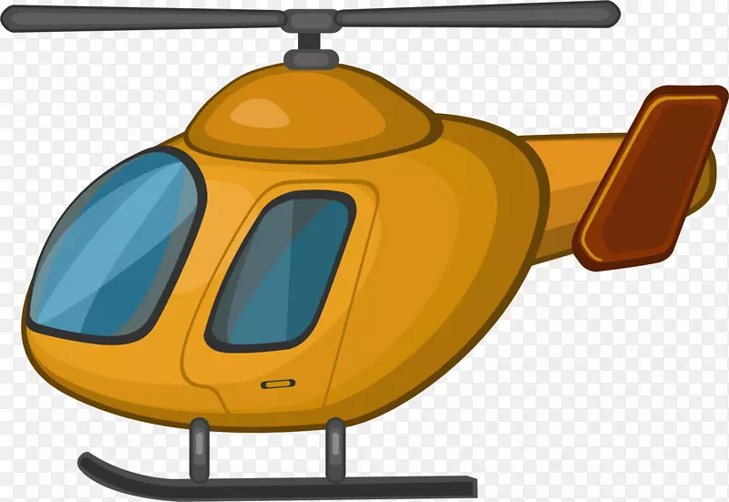 拼图手绘黄色直升机