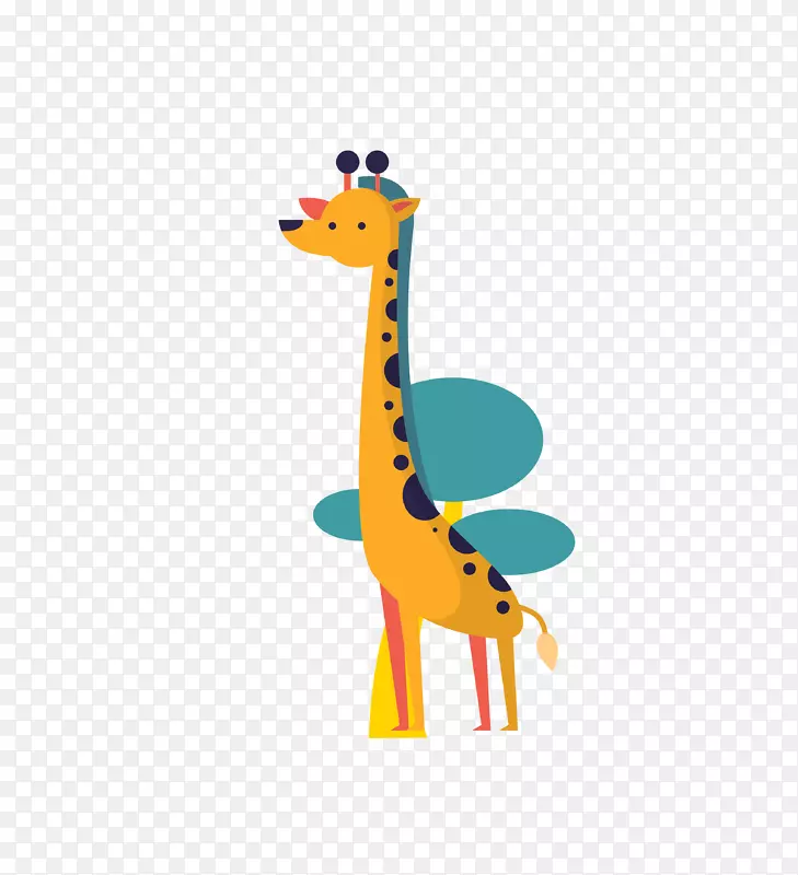长颈鹿平面设计狮子色小动物长颈鹿