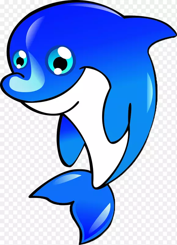 卡通插图-蓝色海豚
