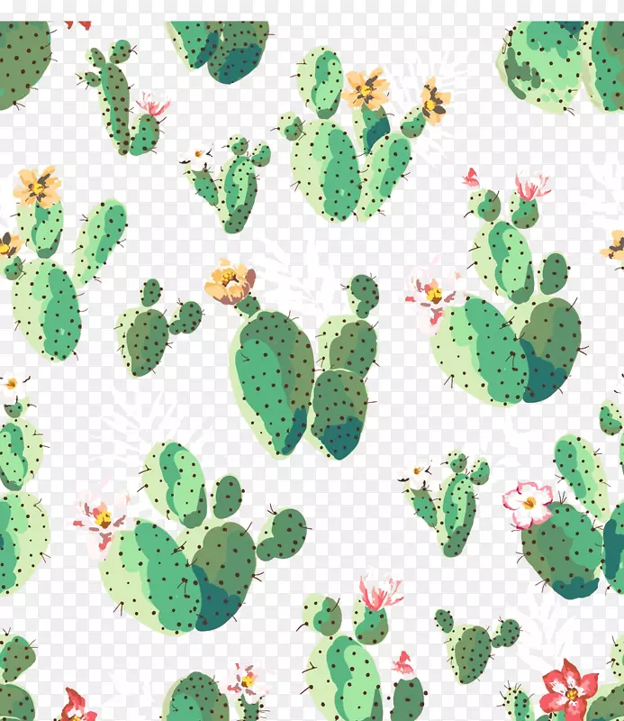 仙人掌科T恤肉质植物纺织壁纸绿色仙人掌图案背景