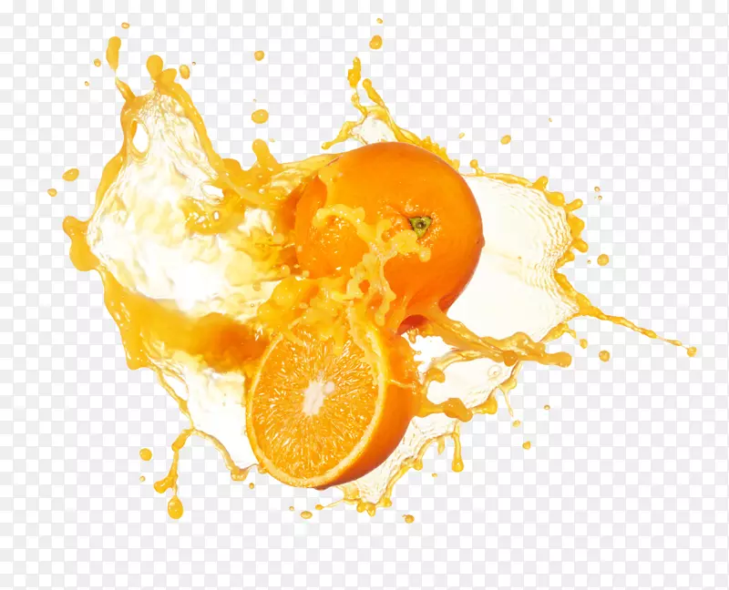 橙汁原料摄影柠檬榨汁机.橙汁喷溅