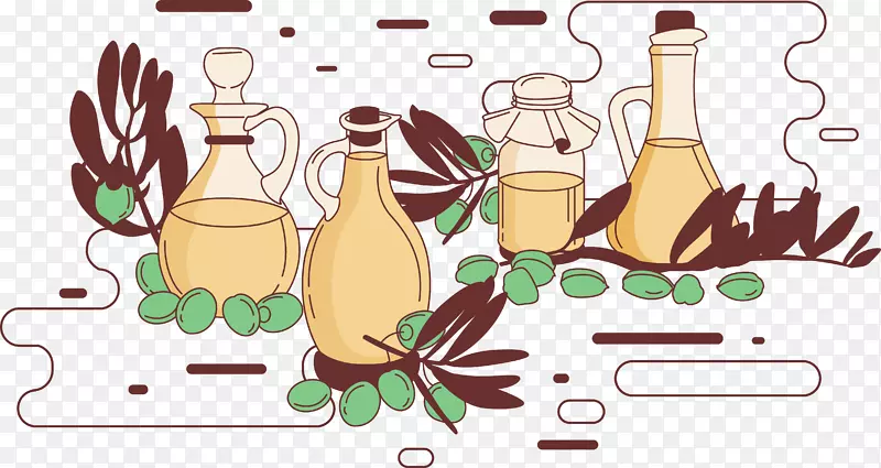 玻璃瓶橄榄油油漆壶中的橄榄油
